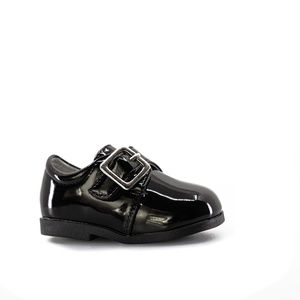 Leatherette Strap School Dress Shoe (Infant/Toddler Boys) - Black Patent
